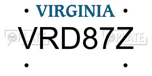 VRD87Z Virginia License Plate