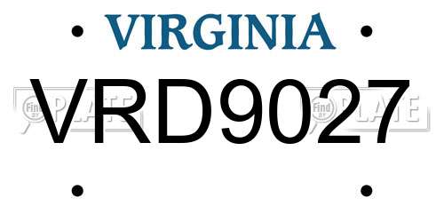 VRD9027 Virginia License Plate