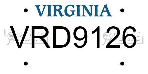 VRD9126 Virginia License Plate