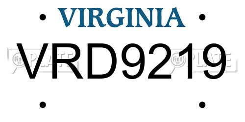 VRD9219 Virginia License Plate