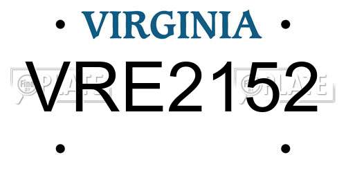 VRE2152 Virginia License Plate