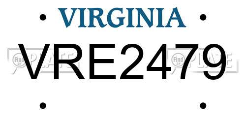 VRE2479 Virginia License Plate