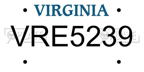 VRE5239 Virginia License Plate