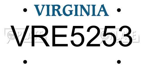 VRE5253 Virginia License Plate