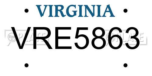 VRE5863 Virginia License Plate