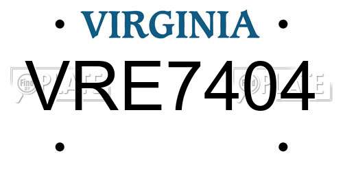 VRE7404 Virginia License Plate