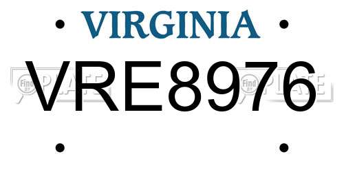 VRE8976 Virginia License Plate