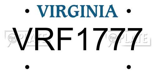 VRF1777 Virginia License Plate