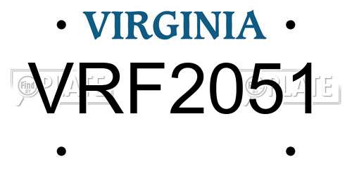 VRF2051 Virginia License Plate