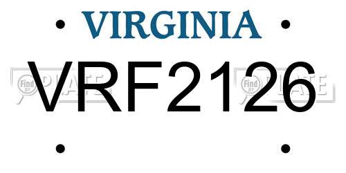 VRF2126 Virginia License Plate
