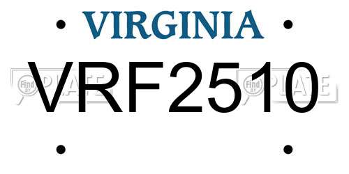 VRF2510 Virginia License Plate