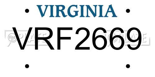 VRF2669 Virginia License Plate