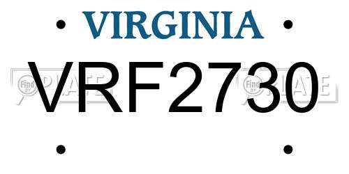 VRF2730 Virginia License Plate