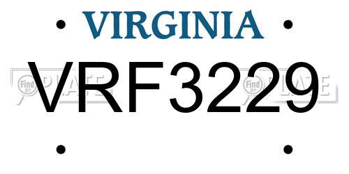 VRF3229 Virginia License Plate