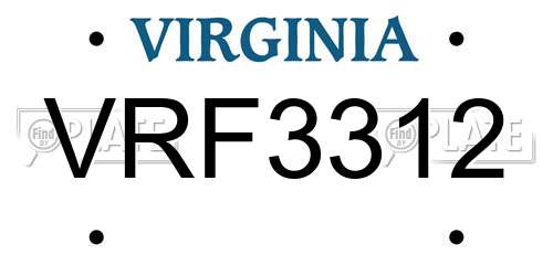 VRF3312 Virginia License Plate