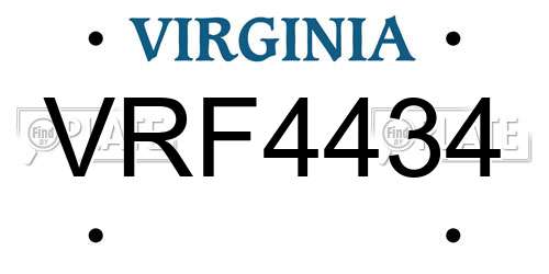 VRF4434 Virginia License Plate