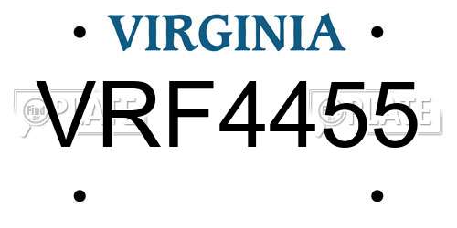 VRF4455 Virginia License Plate