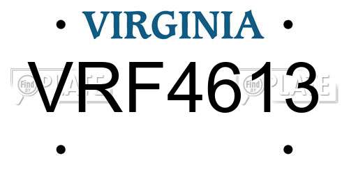 VRF4613 Virginia License Plate
