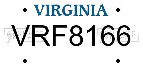 VRF8166 Virginia License Plate