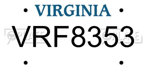 VRF8353 Virginia License Plate