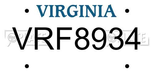 VRF8934 Virginia License Plate