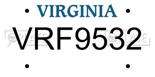 VRF9532 Virginia License Plate