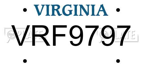 VRF9797 Virginia License Plate