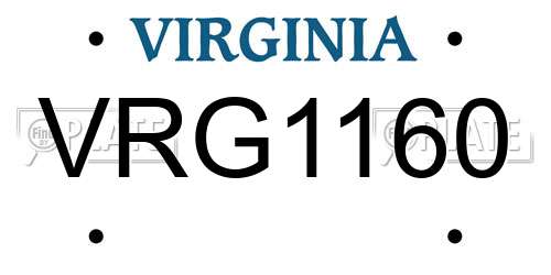 VRG1160 Virginia License Plate
