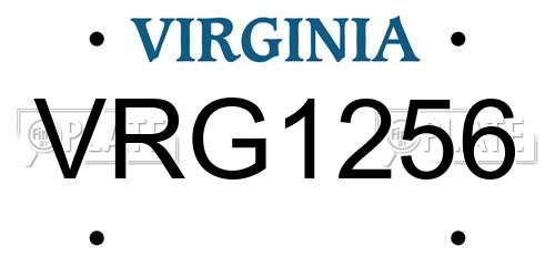 VRG1256 Virginia License Plate