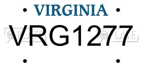 VRG1277 Virginia License Plate