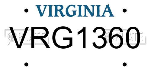 VRG1360 Virginia License Plate