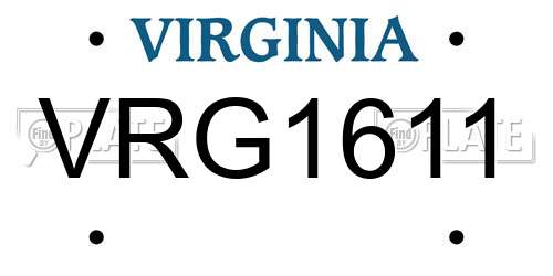 VRG1611 Virginia License Plate