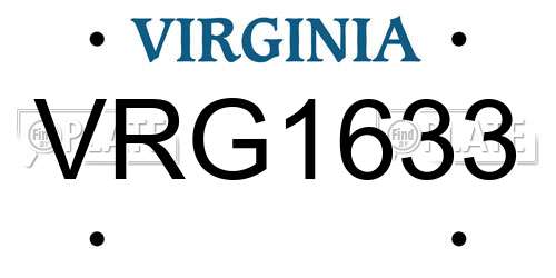 VRG1633 Virginia License Plate
