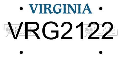 VRG2122 Virginia License Plate