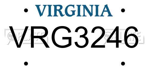 VRG3246 Virginia License Plate