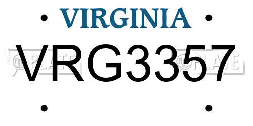 VRG3357 Virginia License Plate
