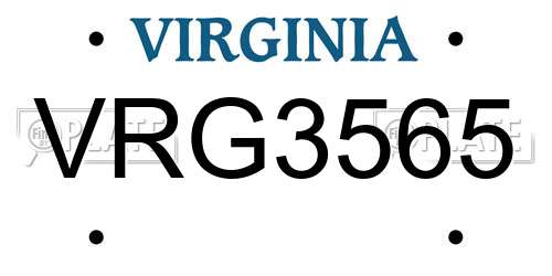VRG3565 Virginia License Plate