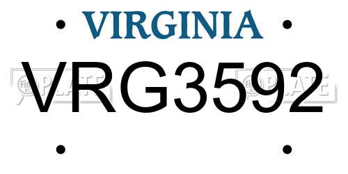 VRG3592 Virginia License Plate