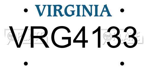 VRG4133 Virginia License Plate