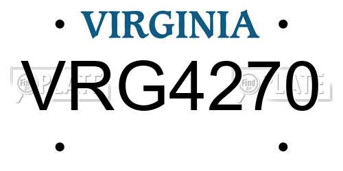 VRG4270 Virginia License Plate