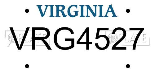 VRG4527 Virginia License Plate