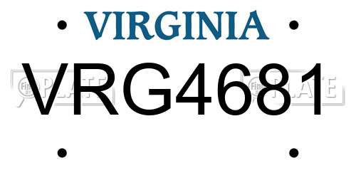 VRG4681 Virginia License Plate