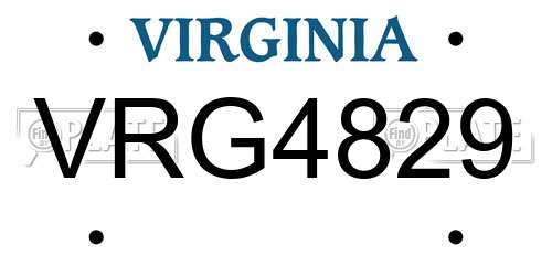 VRG4829 Virginia License Plate