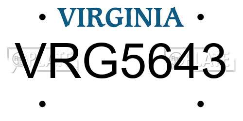 VRG5643 Virginia License Plate