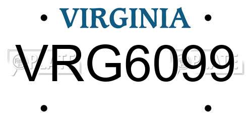 VRG6099 Virginia License Plate