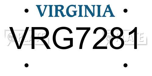 VRG7281 Virginia License Plate