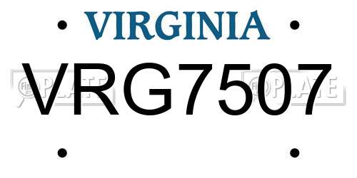 VRG7507 Virginia License Plate
