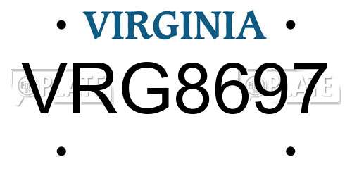 VRG8697 Virginia License Plate