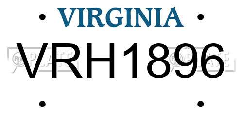 VRH1896 Virginia License Plate
