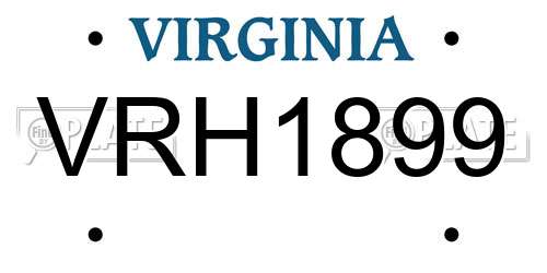 VRH1899 Virginia License Plate